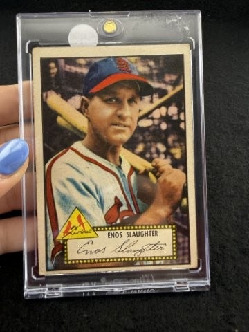 1952 Topps Enos Slaughter Baseball Card: KEY WORDS: INDIAN ARTIFACT ARTIFACTS ARROWHEAD ARROWHEADS NATIVE AMERICAN MISSISSIPPIAN QUAPAW CADDO POTTERY COINS MORGAN DOLLAR PEACE DOLLAR SILVER COINS. All coins have been Sigma tested for authent