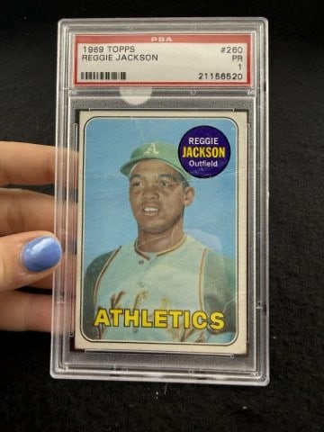 1969 Topps Reggie Jackson Baseball Card: KEY WORDS: INDIAN ARTIFACT ARTIFACTS ARROWHEAD ARROWHEADS NATIVE AMERICAN MISSISSIPPIAN QUAPAW CADDO POTTERY COINS MORGAN DOLLAR PEACE DOLLAR SILVER COINS. All coins have been Sigma tested for authent
