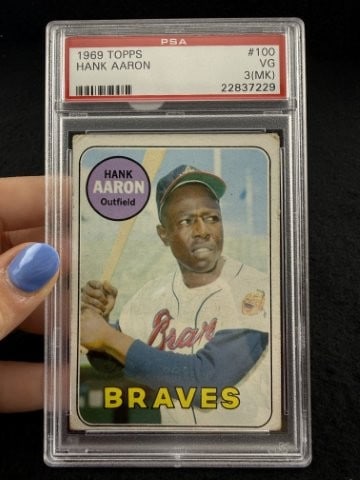 1969 Topps Hank Aaron Baseball Card: KEY WORDS: INDIAN ARTIFACT ARTIFACTS ARROWHEAD ARROWHEADS NATIVE AMERICAN MISSISSIPPIAN QUAPAW CADDO POTTERY COINS MORGAN DOLLAR PEACE DOLLAR SILVER COINS. All coins have been Sigma tested for authent