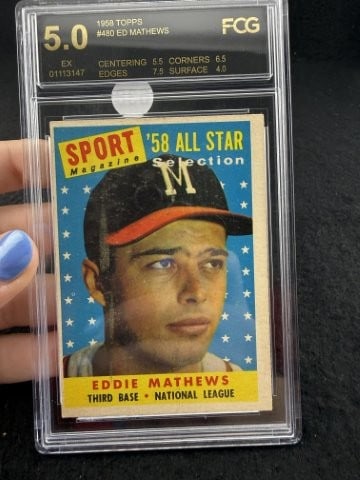 1958 Topps Ed Mathews Baseball Card: KEY WORDS: INDIAN ARTIFACT ARTIFACTS ARROWHEAD ARROWHEADS NATIVE AMERICAN MISSISSIPPIAN QUAPAW CADDO POTTERY COINS MORGAN DOLLAR PEACE DOLLAR SILVER COINS. All coins have been Sigma tested for authent