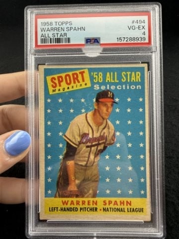 1958 Topps Warren Spahn Baseball Card: KEY WORDS: INDIAN ARTIFACT ARTIFACTS ARROWHEAD ARROWHEADS NATIVE AMERICAN MISSISSIPPIAN QUAPAW CADDO POTTERY COINS MORGAN DOLLAR PEACE DOLLAR SILVER COINS. All coins have been Sigma tested for authent