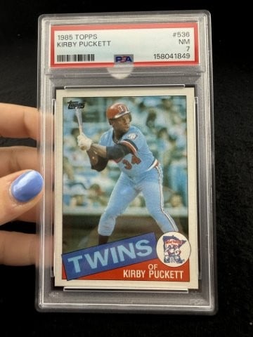 1985 Topps Kirby Puckett Baseball Card: KEY WORDS: INDIAN ARTIFACT ARTIFACTS ARROWHEAD ARROWHEADS NATIVE AMERICAN MISSISSIPPIAN QUAPAW CADDO POTTERY COINS MORGAN DOLLAR PEACE DOLLAR SILVER COINS. All coins have been Sigma tested for authent