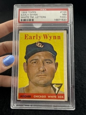 1958 Topps Early Wynn Baseball Card: KEY WORDS: INDIAN ARTIFACT ARTIFACTS ARROWHEAD ARROWHEADS NATIVE AMERICAN MISSISSIPPIAN QUAPAW CADDO POTTERY COINS MORGAN DOLLAR PEACE DOLLAR SILVER COINS. All coins have been Sigma tested for authent