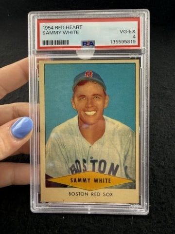 1954 Red Heart Sammy White Baseball Card: KEY WORDS: INDIAN ARTIFACT ARTIFACTS ARROWHEAD ARROWHEADS NATIVE AMERICAN MISSISSIPPIAN QUAPAW CADDO POTTERY COINS MORGAN DOLLAR PEACE DOLLAR SILVER COINS. All coins have been Sigma tested for authent