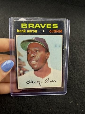 1971 Topps Hank Aaron Baseball Card: KEY WORDS: INDIAN ARTIFACT ARTIFACTS ARROWHEAD ARROWHEADS NATIVE AMERICAN MISSISSIPPIAN QUAPAW CADDO POTTERY COINS MORGAN DOLLAR PEACE DOLLAR SILVER COINS. All coins have been Sigma tested for authent