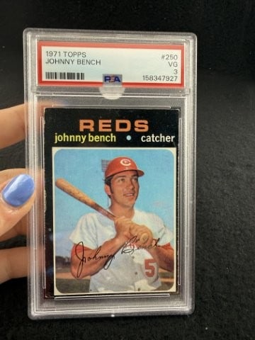 1971 Topps Johnny Bench Baseball Card: KEY WORDS: INDIAN ARTIFACT ARTIFACTS ARROWHEAD ARROWHEADS NATIVE AMERICAN MISSISSIPPIAN QUAPAW CADDO POTTERY COINS MORGAN DOLLAR PEACE DOLLAR SILVER COINS. All coins have been Sigma tested for
