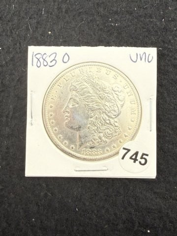 1883 O UNC Morgan Silver Dollar Coin: KEY WORDS: INDIAN ARTIFACT ARTIFACTS ARROWHEAD ARROWHEADS NATIVE AMERICAN MISSISSIPPIAN QUAPAW CADDO POTTERY COINS MORGAN DOLLAR PEACE DOLLAR SILVER COINS. All coins have been Sigma tested for authent