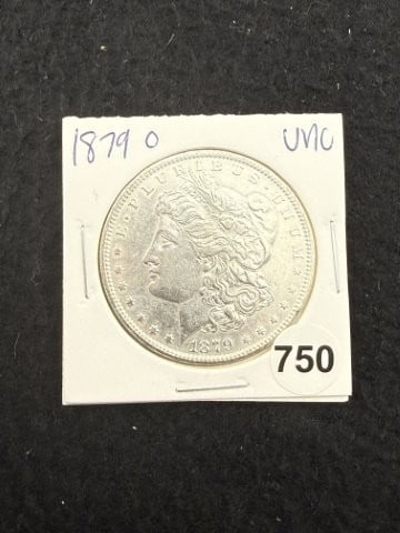 1879 O UNC Morgan Silver Dollar Coin: KEY WORDS: INDIAN ARTIFACT ARTIFACTS ARROWHEAD ARROWHEADS NATIVE AMERICAN MISSISSIPPIAN QUAPAW CADDO POTTERY COINS MORGAN DOLLAR PEACE DOLLAR SILVER COINS. All coins have been Sigma tested for authent