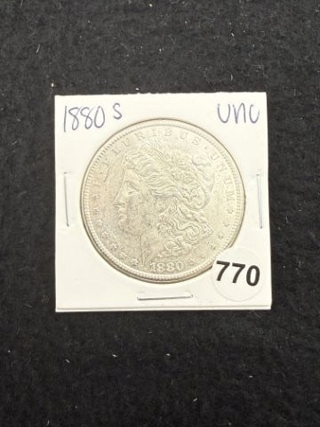 1880 S UNC Morgan Silver Dollar Coin: KEY WORDS: INDIAN ARTIFACT ARTIFACTS ARROWHEAD ARROWHEADS NATIVE AMERICAN MISSISSIPPIAN QUAPAW CADDO POTTERY COINS MORGAN DOLLAR PEACE DOLLAR SILVER COINS. All coins have been Sigma tested for authent