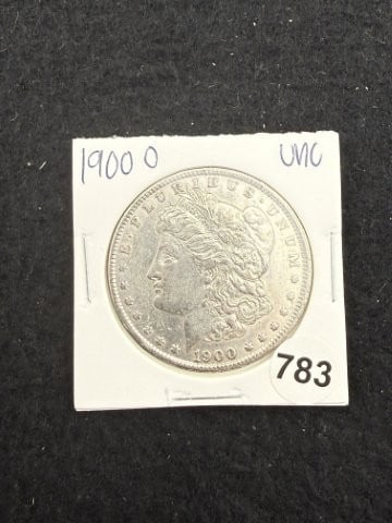 1900 O UNC Morgan Silver Dollar Coin: KEY WORDS: INDIAN ARTIFACT ARTIFACTS ARROWHEAD ARROWHEADS NATIVE AMERICAN MISSISSIPPIAN QUAPAW CADDO POTTERY COINS MORGAN DOLLAR PEACE DOLLAR SILVER COINS. All coins have been Sigma tested for authent