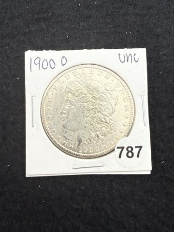 1900 O UNC Morgan Silver Dollar Coin: KEY WORDS: INDIAN ARTIFACT ARTIFACTS ARROWHEAD ARROWHEADS NATIVE AMERICAN MISSISSIPPIAN QUAPAW CADDO POTTERY COINS MORGAN DOLLAR PEACE DOLLAR SILVER COINS. All coins have been Sigma tested for authent