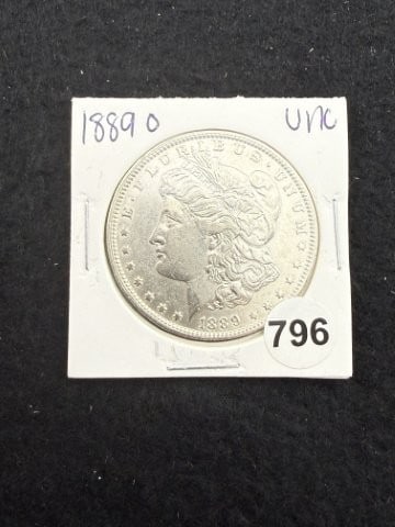 1889 O UNC Morgan Silver Dollar Coin: KEY WORDS: INDIAN ARTIFACT ARTIFACTS ARROWHEAD ARROWHEADS NATIVE AMERICAN MISSISSIPPIAN QUAPAW CADDO POTTERY COINS MORGAN DOLLAR PEACE DOLLAR SILVER COINS. All coins have been Sigma tested for authent