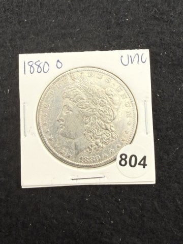 1880 O UNC Morgan Silver Dollar Coin: KEY WORDS: INDIAN ARTIFACT ARTIFACTS ARROWHEAD ARROWHEADS NATIVE AMERICAN MISSISSIPPIAN QUAPAW CADDO POTTERY COINS MORGAN DOLLAR PEACE DOLLAR SILVER COINS. All coins have been Sigma tested for authent