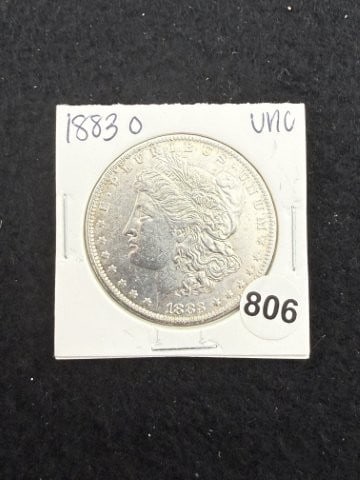 1883 O UNC Morgan Silver Dollar Coin: KEY WORDS: INDIAN ARTIFACT ARTIFACTS ARROWHEAD ARROWHEADS NATIVE AMERICAN MISSISSIPPIAN QUAPAW CADDO POTTERY COINS MORGAN DOLLAR PEACE DOLLAR SILVER COINS. All coins have been Sigma tested for authent
