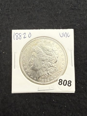 1882 O UNC Morgan Silver Dollar Coin: KEY WORDS: INDIAN ARTIFACT ARTIFACTS ARROWHEAD ARROWHEADS NATIVE AMERICAN MISSISSIPPIAN QUAPAW CADDO POTTERY COINS MORGAN DOLLAR PEACE DOLLAR SILVER COINS. All coins have been Sigma tested for authent