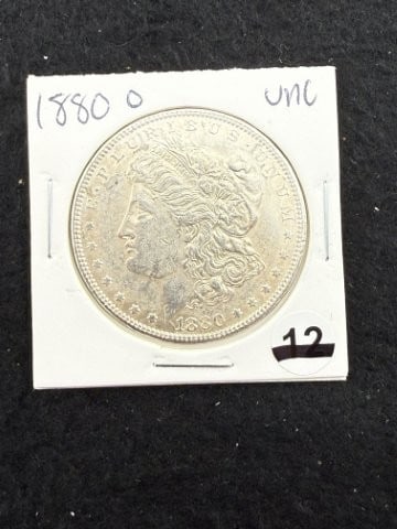 1880 O UNC Morgan Silver Dollar Coin: KEY WORDS: INDIAN ARTIFACT ARTIFACTS ARROWHEAD ARROWHEADS NATIVE AMERICAN MISSISSIPPIAN QUAPAW CADDO POTTERY COINS MORGAN DOLLAR PEACE DOLLAR SILVER COINS. All coins have been Sigma tested for authent