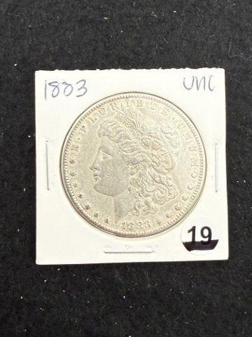 1883 UNC Morgan Silver Dollar Coin: KEY WORDS: INDIAN ARTIFACT ARTIFACTS ARROWHEAD ARROWHEADS NATIVE AMERICAN MISSISSIPPIAN QUAPAW CADDO POTTERY COINS MORGAN DOLLAR PEACE DOLLAR SILVER COINS. All coins have been Sigma tested for authent
