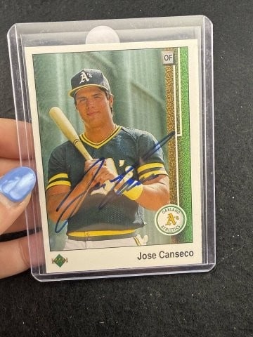 Jose Canseco Hand Signed Authentic Autograph: KEY WORDS: INDIAN ARTIFACT ARTIFACTS ARROWHEAD ARROWHEADS NATIVE AMERICAN MISSISSIPPIAN QUAPAW CADDO POTTERY COINS MORGAN DOLLAR PEACE DOLLAR SILVER COINS. All coins have been Sigma tested for