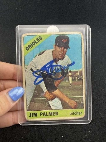 Jim Palmer Hand Signed Authentic Autograph: KEY WORDS: INDIAN ARTIFACT ARTIFACTS ARROWHEAD ARROWHEADS NATIVE AMERICAN MISSISSIPPIAN QUAPAW CADDO POTTERY COINS MORGAN DOLLAR PEACE DOLLAR SILVER COINS. All coins have been Sigma tested for authent