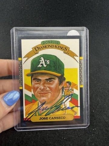 Jose Canseco Hand Signed Authentic Autograph: KEY WORDS: INDIAN ARTIFACT ARTIFACTS ARROWHEAD ARROWHEADS NATIVE AMERICAN MISSISSIPPIAN QUAPAW CADDO POTTERY COINS MORGAN DOLLAR PEACE DOLLAR SILVER COINS. All coins have been Sigma tested for authent