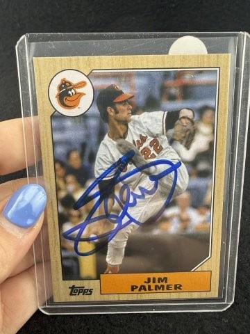 Jim Palmer Hand Signed Authentic Autograph: KEY WORDS: INDIAN ARTIFACT ARTIFACTS ARROWHEAD ARROWHEADS NATIVE AMERICAN MISSISSIPPIAN QUAPAW CADDO POTTERY COINS MORGAN DOLLAR PEACE DOLLAR SILVER COINS. All coins have been Sigma tested for authent