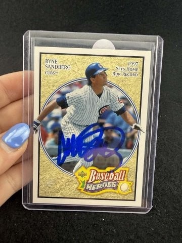 Ryne Sandberg Hand Signed Authentic Autograph: KEY WORDS: INDIAN ARTIFACT ARTIFACTS ARROWHEAD ARROWHEADS NATIVE AMERICAN MISSISSIPPIAN QUAPAW CADDO POTTERY COINS MORGAN DOLLAR PEACE DOLLAR SILVER COINS. All coins have been Sigma tested for authent