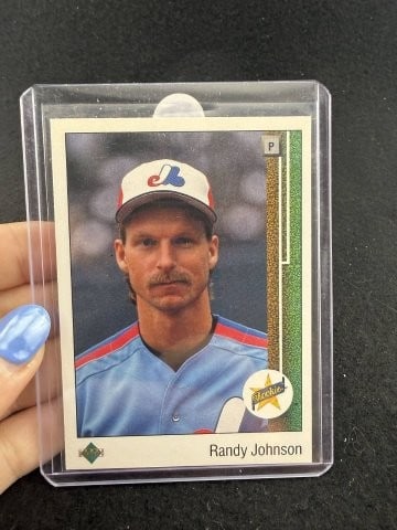 Randy Johnson Baseball Card: KEY WORDS: INDIAN ARTIFACT ARTIFACTS ARROWHEAD ARROWHEADS NATIVE AMERICAN MISSISSIPPIAN QUAPAW CADDO POTTERY COINS MORGAN DOLLAR PEACE DOLLAR SILVER COINS. All coins have been Sigma tested for