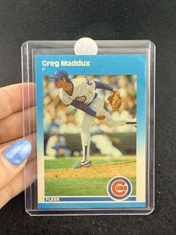 1987 Fleer Greg Maddux Baseball Card: KEY WORDS: INDIAN ARTIFACT ARTIFACTS ARROWHEAD ARROWHEADS NATIVE AMERICAN MISSISSIPPIAN QUAPAW CADDO POTTERY COINS MORGAN DOLLAR PEACE DOLLAR SILVER COINS. All coins have been Sigma tested for