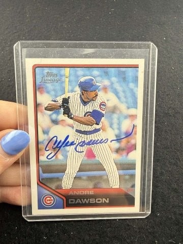 Andre Dawson Hand Signed Authentic Autograph: KEY WORDS: INDIAN ARTIFACT ARTIFACTS ARROWHEAD ARROWHEADS NATIVE AMERICAN MISSISSIPPIAN QUAPAW CADDO POTTERY COINS MORGAN DOLLAR PEACE DOLLAR SILVER COINS. All coins have been Sigma tested for authent