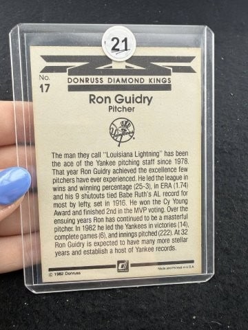 Ron Guidry Hand Signed Authentic Autograph - 2