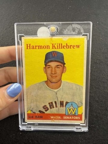 1958 Topps Harmon Killebrew Baseball Card: KEY WORDS: INDIAN ARTIFACT ARTIFACTS ARROWHEAD ARROWHEADS NATIVE AMERICAN MISSISSIPPIAN QUAPAW CADDO POTTERY COINS MORGAN DOLLAR PEACE DOLLAR SILVER COINS. All coins have been Sigma tested for authent