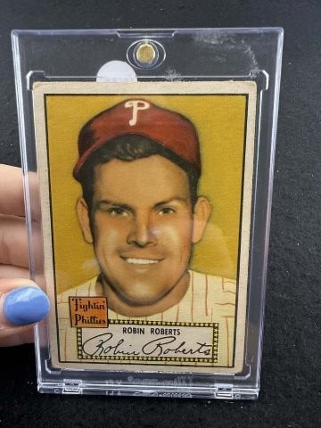 1952 Topps Robin Roberts Baseball Card: KEY WORDS: INDIAN ARTIFACT ARTIFACTS ARROWHEAD ARROWHEADS NATIVE AMERICAN MISSISSIPPIAN QUAPAW CADDO POTTERY COINS MORGAN DOLLAR PEACE DOLLAR SILVER COINS. All coins have been Sigma tested for authent