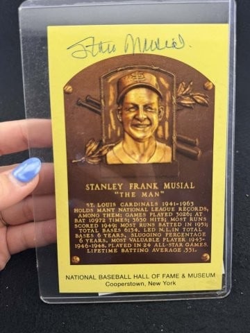 Stan Musial Hand Signed Authentic Autograph: KEY WORDS: INDIAN ARTIFACT ARTIFACTS ARROWHEAD ARROWHEADS NATIVE AMERICAN MISSISSIPPIAN QUAPAW CADDO POTTERY COINS MORGAN DOLLAR PEACE DOLLAR SILVER COINS. All coins have been Sigma tested for