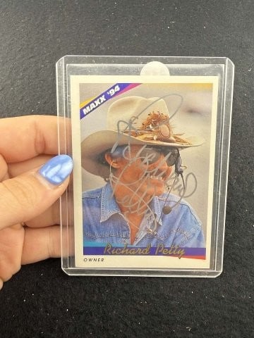 Richard Petty Hand Signed Authentic Autograph: KEY WORDS: INDIAN ARTIFACT ARTIFACTS ARROWHEAD ARROWHEADS NATIVE AMERICAN MISSISSIPPIAN QUAPAW CADDO POTTERY COINS MORGAN DOLLAR PEACE DOLLAR SILVER COINS. All coins have been Sigma tested for