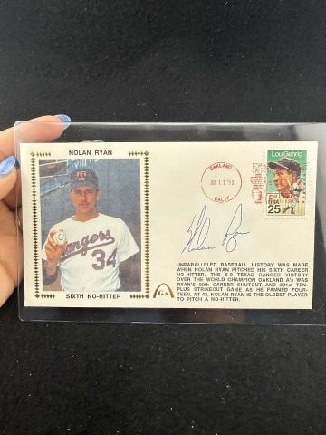 Nolan Ryan Hand Signed Authentic Autograph: KEY WORDS: INDIAN ARTIFACT ARTIFACTS ARROWHEAD ARROWHEADS NATIVE AMERICAN MISSISSIPPIAN QUAPAW CADDO POTTERY COINS MORGAN DOLLAR PEACE DOLLAR SILVER COINS. All coins have been Sigma tested for