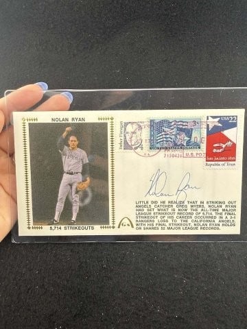 Nolan Ryan Hand Signed Authentic Autograph: KEY WORDS: INDIAN ARTIFACT ARTIFACTS ARROWHEAD ARROWHEADS NATIVE AMERICAN MISSISSIPPIAN QUAPAW CADDO POTTERY COINS MORGAN DOLLAR PEACE DOLLAR SILVER COINS. All coins have been Sigma tested for
