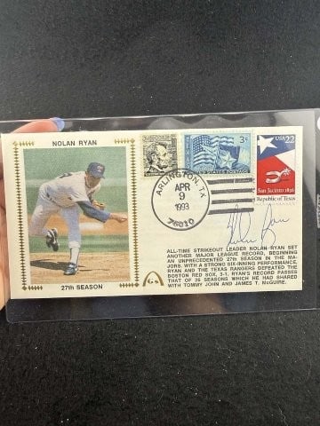 Nolan Ryan Hand Signed Authentic Autograph: KEY WORDS: INDIAN ARTIFACT ARTIFACTS ARROWHEAD ARROWHEADS NATIVE AMERICAN MISSISSIPPIAN QUAPAW CADDO POTTERY COINS MORGAN DOLLAR PEACE DOLLAR SILVER COINS. All coins have been Sigma tested for