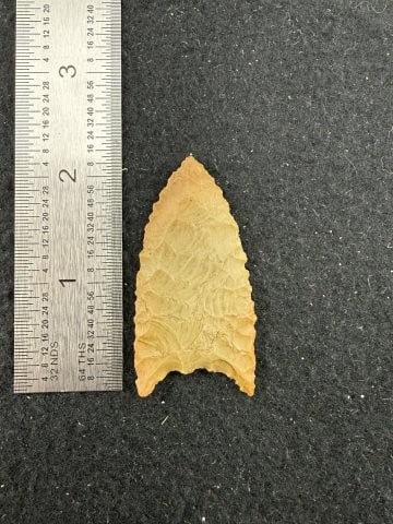 Folsom Indian Artifact Arrowhead: KEY WORDS: INDIAN ARTIFACT ARTIFACTS ARROWHEAD ARROWHEADS NATIVE AMERICAN MISSISSIPPIAN QUAPAW CADDO POTTERY COINS MORGAN DOLLAR PEACE DOLLAR SILVER COINS. All coins have been Sigma tested for
