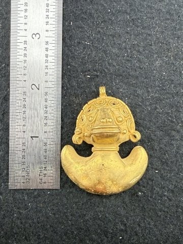 Tumbaga Tairona Gold Figurine UNKNOWN MATERIAL: KEY WORDS: INDIAN ARTIFACT ARTIFACTS ARROWHEAD ARROWHEADS NATIVE AMERICAN MISSISSIPPIAN QUAPAW CADDO POTTERY COINS MORGAN DOLLAR PEACE DOLLAR SILVER COINS. All coins have been Sigma tested for
