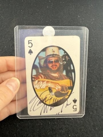 Hank Williams Jr. Hand Signed Authentic Autograph: KEY WORDS: INDIAN ARTIFACT ARTIFACTS ARROWHEAD ARROWHEADS NATIVE AMERICAN MISSISSIPPIAN QUAPAW CADDO POTTERY COINS MORGAN DOLLAR PEACE DOLLAR SILVER COINS. All coins have been Sigma tested for