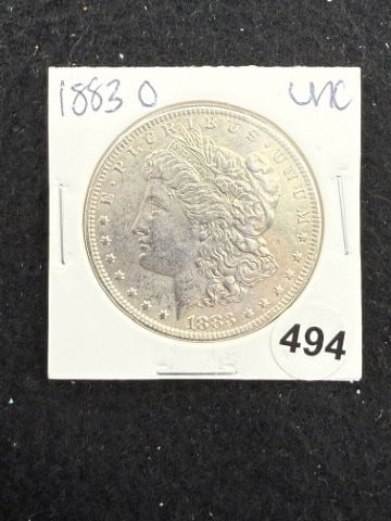 1883 O UNC Morgan Silver Dollar Coin: KEY WORDS: INDIAN ARTIFACT ARTIFACTS ARROWHEAD ARROWHEADS NATIVE AMERICAN MISSISSIPPIAN QUAPAW CADDO POTTERY COINS MORGAN DOLLAR PEACE DOLLAR SILVER COINS. All coins have been Sigma tested for
