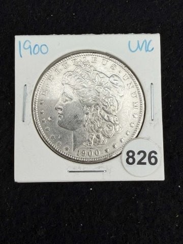 1900 UNC Morgan Silver Dollar Coin: KEY WORDS: INDIAN ARTIFACT ARTIFACTS ARROWHEAD ARROWHEADS NATIVE AMERICAN MISSISSIPPIAN QUAPAW CADDO POTTERY COINS MORGAN DOLLAR PEACE DOLLAR SILVER COINS. All coins have been Sigma tested for authent