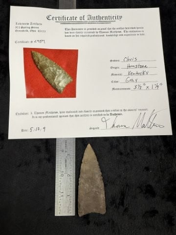 Clovis with Thomas Mathews COA from Kentucky Indian Artifact Arrowhead (1 of 5)