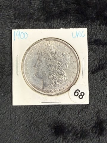 1900 UNC Morgan Silver Dollar Coin: KEY WORDS: INDIAN ARTIFACT ARTIFACTS ARROWHEAD ARROWHEADS NATIVE AMERICAN MISSISSIPPIAN QUAPAW CADDO POTTERY COINS MORGAN DOLLAR PEACE DOLLAR SILVER COINS. All coins have been Sigma tested for