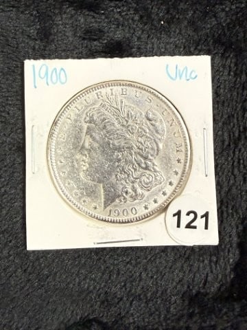 1900 UNC Morgan Silver Dollar Coin: KEY WORDS: INDIAN ARTIFACT ARTIFACTS ARROWHEAD ARROWHEADS NATIVE AMERICAN MISSISSIPPIAN QUAPAW CADDO POTTERY COINS MORGAN DOLLAR PEACE DOLLAR SILVER COINS. All coins have been Sigma tested for authent