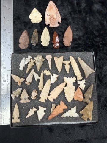 Group of Arrow Points Riker Frame IS included Indian Artifact Arrowhead: KEY WORDS: INDIAN ARTIFACT ARTIFACTS ARROWHEAD ARROWHEADS NATIVE AMERICAN MISSISSIPPIAN QUAPAW CADDO POTTERY COINS MORGAN DOLLAR PEACE DOLLAR SILVER COINS. All coins have been Sigma tested for