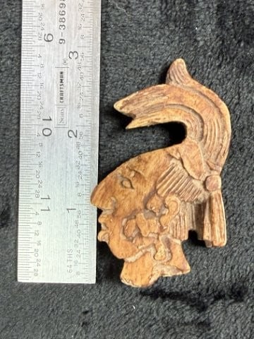 Wooden Mayan Figure: KEY WORDS: INDIAN ARTIFACT ARTIFACTS ARROWHEAD ARROWHEADS NATIVE AMERICAN MISSISSIPPIAN QUAPAW CADDO POTTERY COINS MORGAN DOLLAR PEACE DOLLAR SILVER COINS. All coins have been Sigma tested for