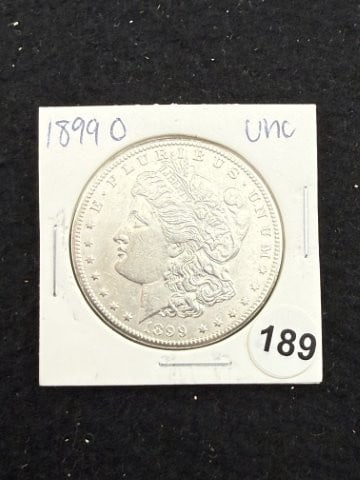 1899 O UNC Morgan Silver Dollar Coin: KEY WORDS: INDIAN ARTIFACT ARTIFACTS ARROWHEAD ARROWHEADS NATIVE AMERICAN MISSISSIPPIAN QUAPAW CADDO POTTERY COINS MORGAN DOLLAR PEACE DOLLAR SILVER COINS. All coins have been Sigma tested for