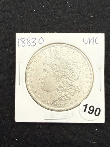 1883 O UNC Morgan Silver Dollar Coin: KEY WORDS: INDIAN ARTIFACT ARTIFACTS ARROWHEAD ARROWHEADS NATIVE AMERICAN MISSISSIPPIAN QUAPAW CADDO POTTERY COINS MORGAN DOLLAR PEACE DOLLAR SILVER COINS. All coins have been Sigma tested for