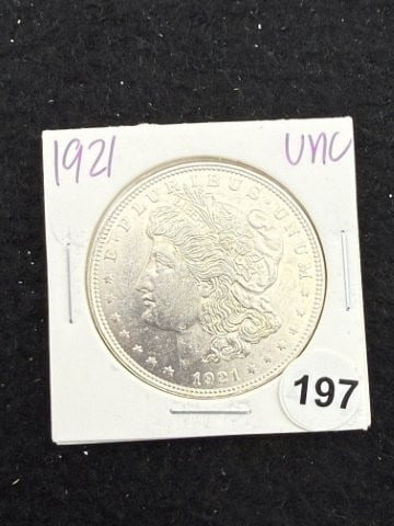 1921 UNC Morgan Silver Dollar Coin: KEY WORDS: INDIAN ARTIFACT ARTIFACTS ARROWHEAD ARROWHEADS NATIVE AMERICAN MISSISSIPPIAN QUAPAW CADDO POTTERY COINS MORGAN DOLLAR PEACE DOLLAR SILVER COINS. All coins have been Sigma tested for authent